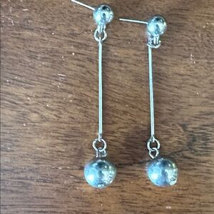 Chic Modern Silver Dangle Ball Earrings